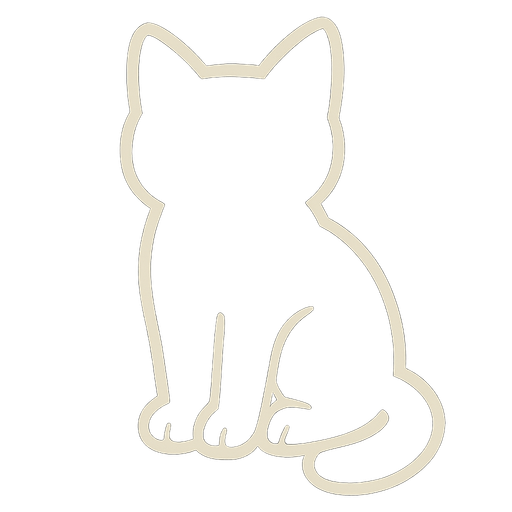 sitting cat with no eyes and mouth.
In-Game asset.  2d.  High contrast.  No shadows