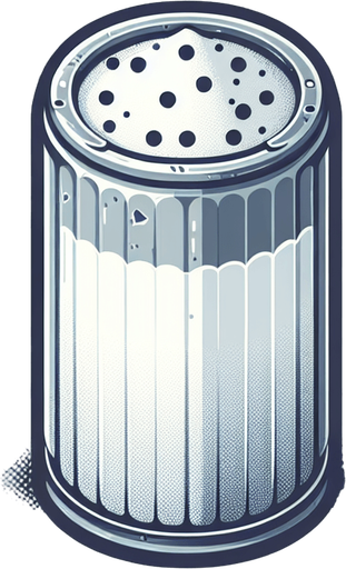 a salt can, viewed from above.
Single Game Texture. In-Game asset. 2d. Blank background. High contrast. No shadows.