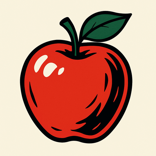 An apple.
2d.  High contrast.  No shadows