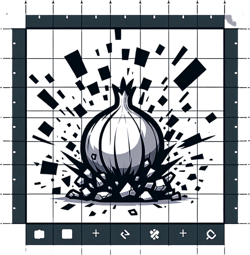 An onion exploding like a bomb.
Single Game Texture. In-Game asset. 2d. Blank background. High contrast. No shadows.