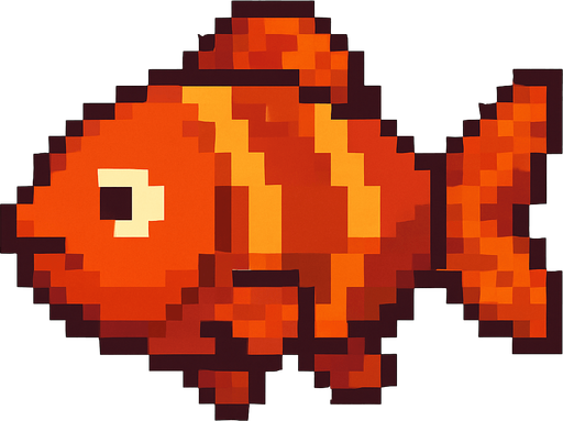 pixel art 2D fish.
In-Game asset.  2d.  High contrast.  No shadows