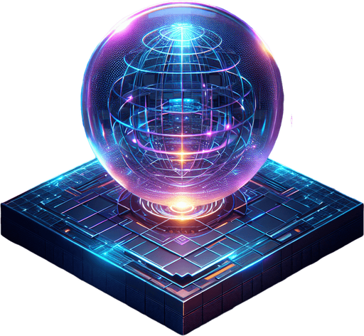 A glowing neon energy orb, futuristic collectible, electric blue and violet gradients, soft light emission, metallic core, floating in mid-air over a digital grid, emitting holographic particles, synthwave cyberpunk aesthetic, ultra-high definition, transparent background..
Single Game Texture.  In-Game asset.  2d.  Blank background.  High contrast.  No shadows