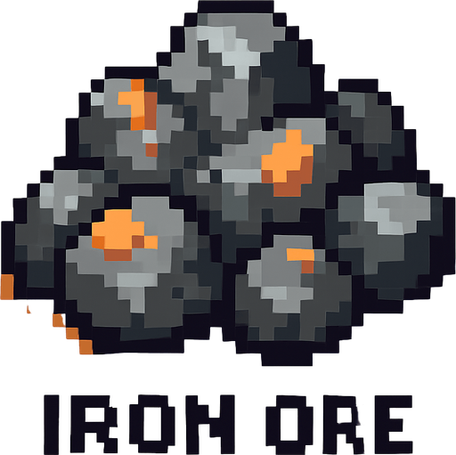 Iron ore pixart.
In-Game asset.  2d.  High contrast.  No shadows