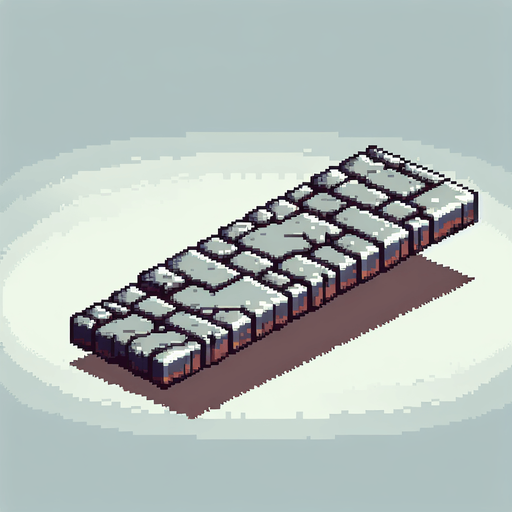 A long rectangular stone platform. Side view. Pixel art..
Single Game Texture.  In-Game asset.  2d.  Blank background.  High contrast.  No shadows