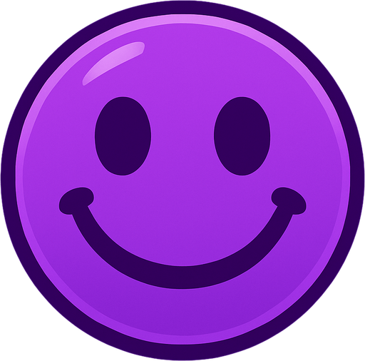 Purple smiley ball.
In-Game asset.  2d.  High contrast.  No shadows