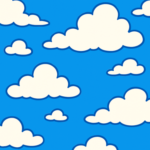 Fond d'écran ciel avec nuages.
In-Game asset.  2d.  High contrast.  No shadows