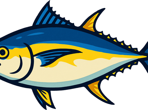 horizontal image sea ​​tuna.
In-Game asset.  2d.  High contrast.  No shadows