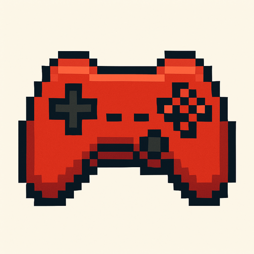 Kırmızı bir pixel art oyun tuşu.
In-Game asset.  2d.  High contrast.  No shadows