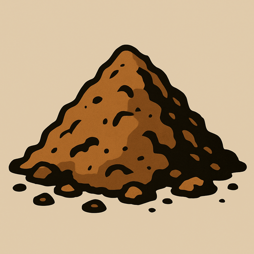 Pile of dirt.
In-Game asset.  2d.  High contrast.  No shadows. Very simple