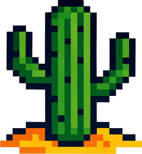 vazoda olmayan bir çöl kaktüsü yap pixel şekilde.
In-Game asset.  2d.  High contrast.  No shadows