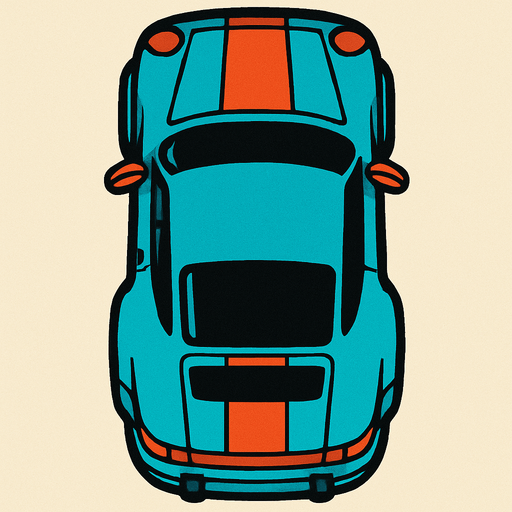 porshe seen from top.
In-Game asset.  2d.  High contrast.  No shadows