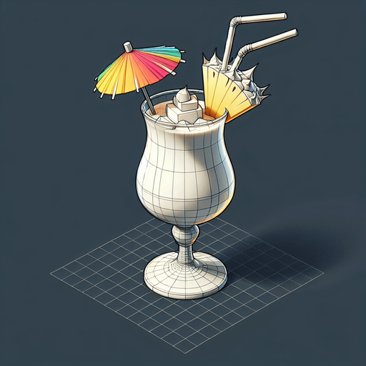 A nice glass of pina colada.
Single Game Texture. In-Game asset. 2d. Blank background. High contrast. No shadows.