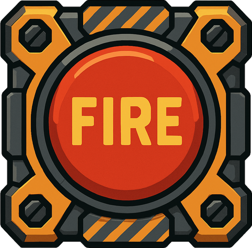fire button for tank game controller. Fire button in mecha style.
In-Game asset.  2d.  High contrast.  No shadows