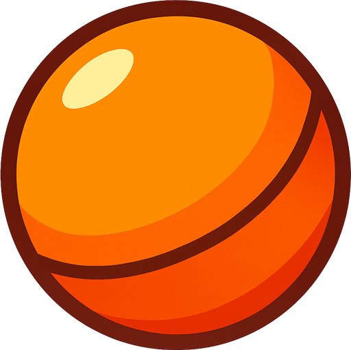 orangeBall.
In-Game asset.  2d.  High contrast.  No shadows