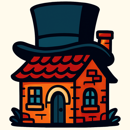 Tophat house.
In-Game asset.  2d.  High contrast.  No shadows