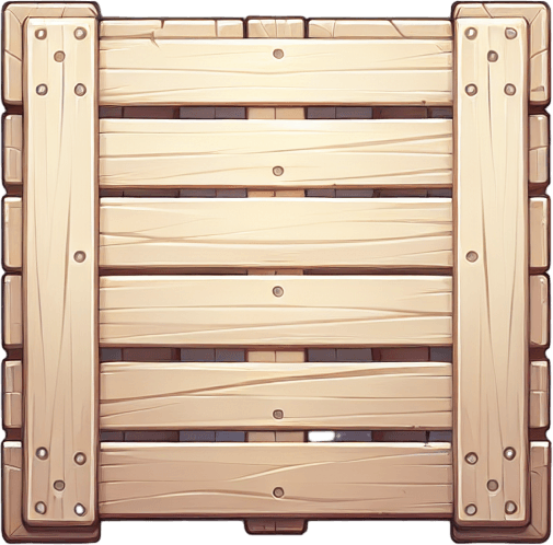 straigth zenith view square light wooden pallet.
Single Game Texture. In-Game asset. 2d. Blank background. High contrast. No shadows.