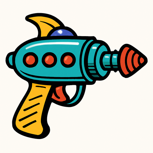 Comic style alien laser gun weapon
In-Game asset.  2d.  High contrast.  No shadows