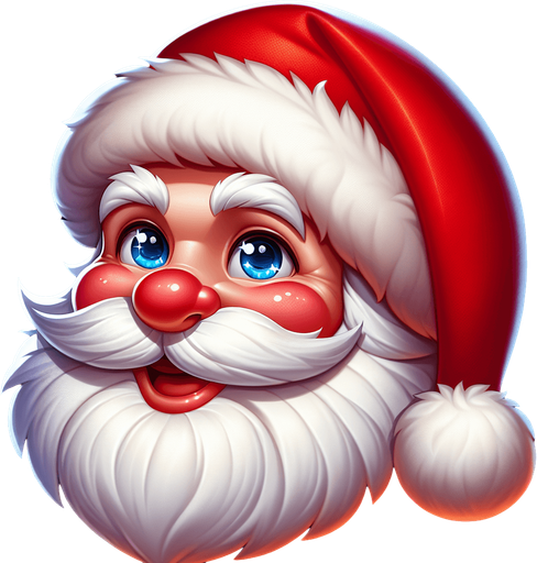 Santa's face.
Single Game Texture. In-Game asset. 2d. Blank background. High contrast. No shadows.