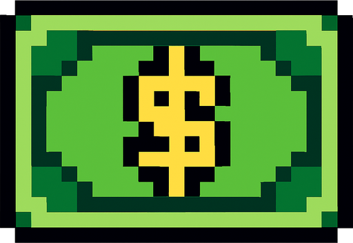 money pixel art.
In-Game asset.  High contrast.  No shadows