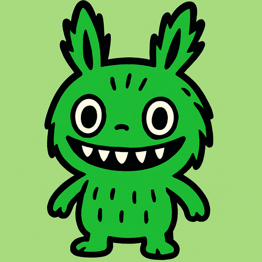 Labubu green.
In-Game asset.  2d.  High contrast.  No shadows