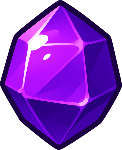 Mor taş parlak belirgin.
In-Game asset.  2d.  High contrast.  No shadows