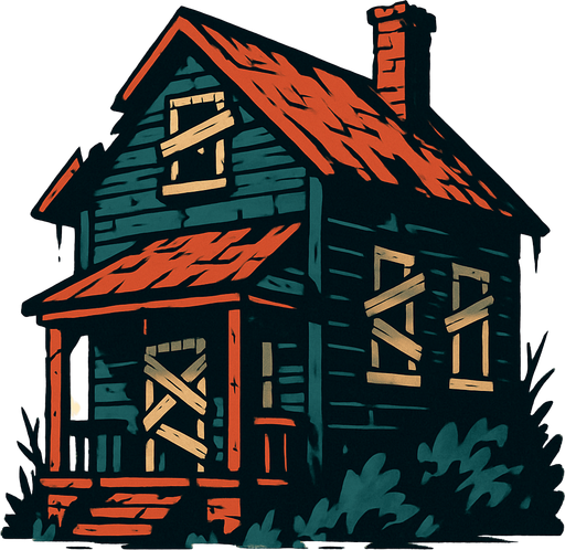 Terk edilmiş ev.
In-Game asset.  2d.  High contrast.  No shadows