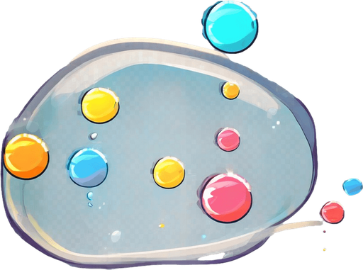 Shiny Cartoon Bubble. No background. Transparent background. Blank background. No shadows. 2d. In-Game asset. flat