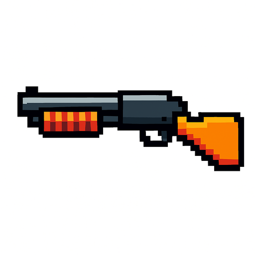 shotgun pixel and look left side.
In-Game asset.  2d.  High contrast.  No shadows
