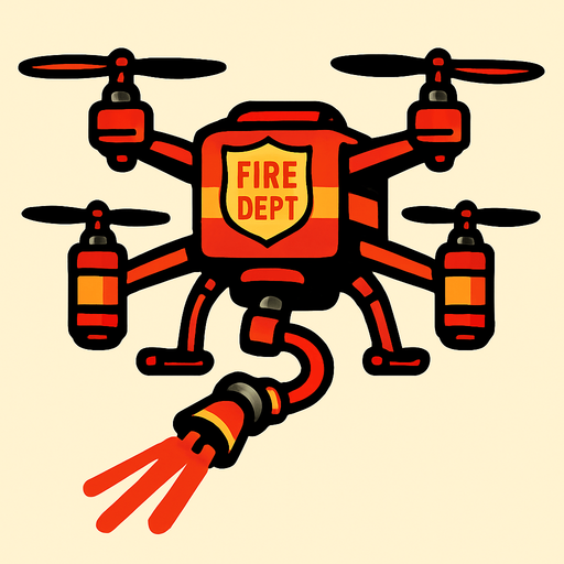fire fighter drone.
In-Game asset.  2d.  High contrast.  No shadows