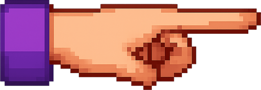 hand 2d pixel art high quality. No background. Transparent background. purple clothes  girl hand Blank  background. No shadows. 2d. In-Game asset. flat