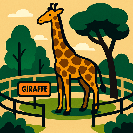 A giraffe exhibit.
In-Game asset.  2d.  High contrast.  No shadows