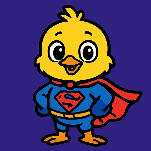 hava civcivi mavi süper kahraman giysisi giymiş.
In-Game asset.  2d.  High contrast.  No shadows