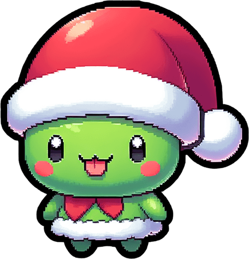 a cute little grinch standing with a santa's hat Single Game Texture. 2d. Transparent background. High contrast. No shadows.