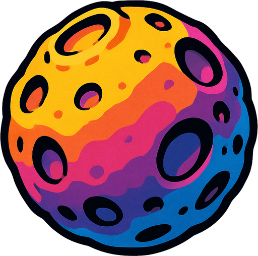 colorful meteor ball no flame effect.
In-Game asset.  2d.  High contrast.  No shadows