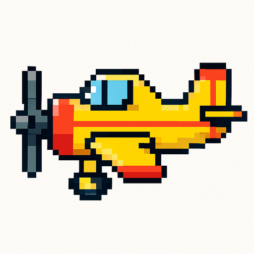 8bit player aeroplane.
In-Game asset.  2d.  High contrast.  No shadows