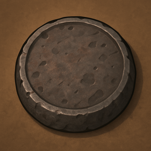 round ironstone colored.
In-Game asset