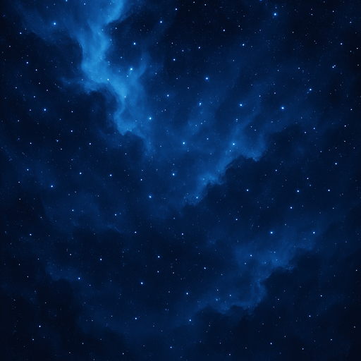 The background will be a dynamic space scene, featuring only blue and dark navy colors. top to bottom, creating a lively and immersive environment."