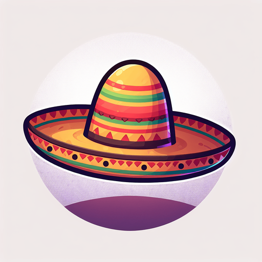 A sombrero. Side profile. Cartoon..
Single Game Texture.  In-Game asset.  2d.  Blank background.  High contrast.  No shadows