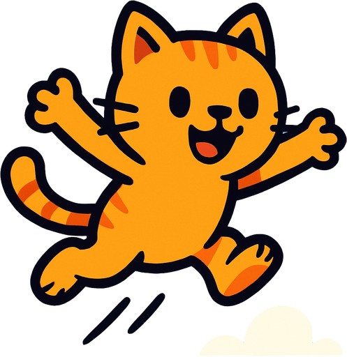 havada atlayan tatlı bir kedi çiz.
In-Game asset.  2d.  High contrast.  No shadows