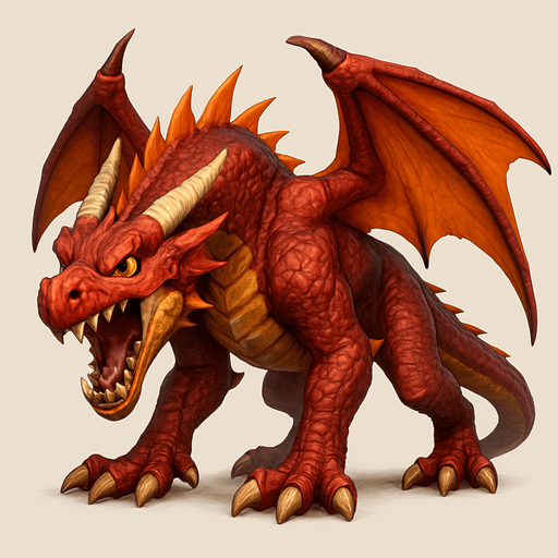 Different standing dragons on four legs, looking down. HD colors. the dragon is opened mouth like he is ready to shout. 
Single Game Texture. In-Game asset. 3D. Blank background. High contrast. No shadows.