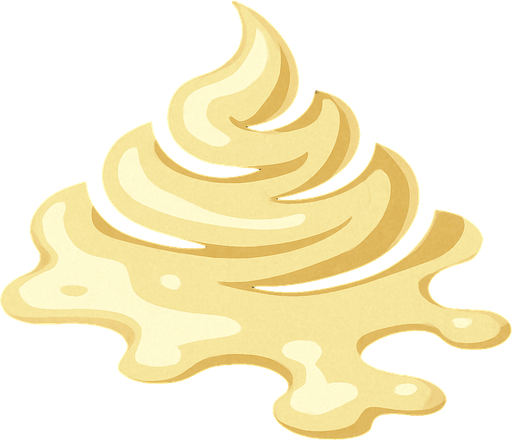 Dökülmüş mayonez.
In-Game asset.  2d.  High contrast.  No shadows