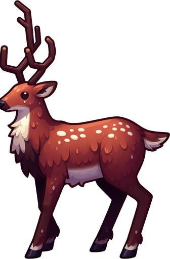 adult Raindeer Single Game Texture. In-Game asset. 2d. Blank background. High contrast. No shadows.