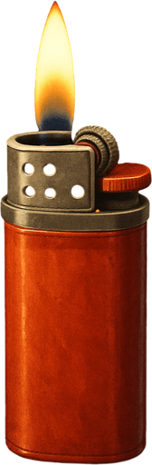 Mechero encendido, algo realista.
In-Game asset.  2d.  High contrast.  No shadows