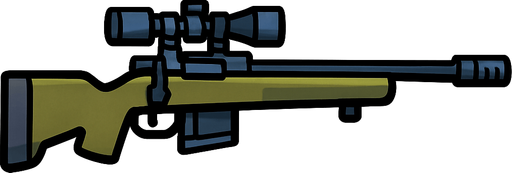 Sniper rifle rotated 90 degrees.
In-Game asset.  2d.  High contrast.  No shadows
