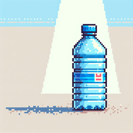 pixel art, a water bottle.
Blank background. High contrast. No shadows.