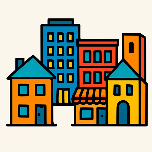 buldings.
In-Game asset.  2d.  High contrast.  No shadows