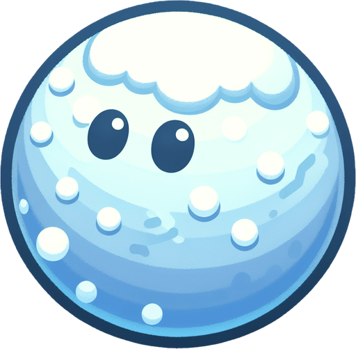 one cartoony snowball.
Single Game Texture. In-Game asset. 2d. Blank background. High contrast. No shadows.