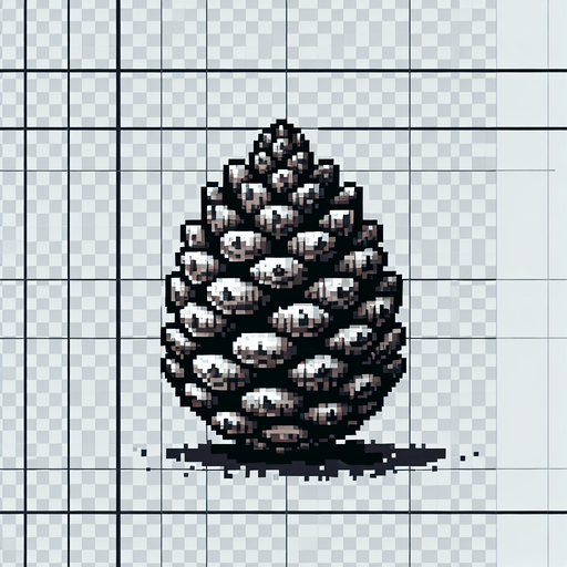 A pine cone. Pixelart. Single Game Texture. In-Game asset. 2d. Blank background. High contrast. No shadows.