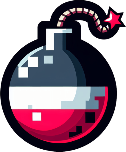 A bomb.
Single Game Texture. In-Game asset. 2d. Blank background. High contrast. No shadows.