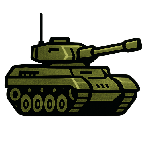 Military Tank.
In-Game asset.  2d.  High contrast.  No shadows
